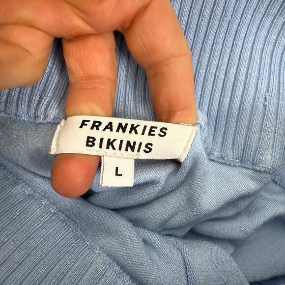 Frankies Bikinis Claude Womens Large Lightweight Knit Mini Skirt Cornflower Blue - Picture 5 of 9